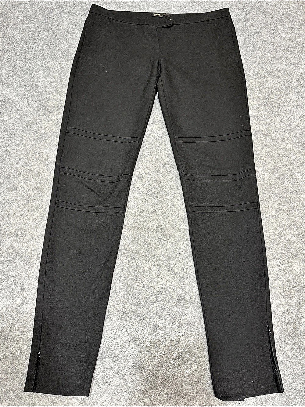 Maje Black Panel Moto Style Dress Pants Ankle Zips